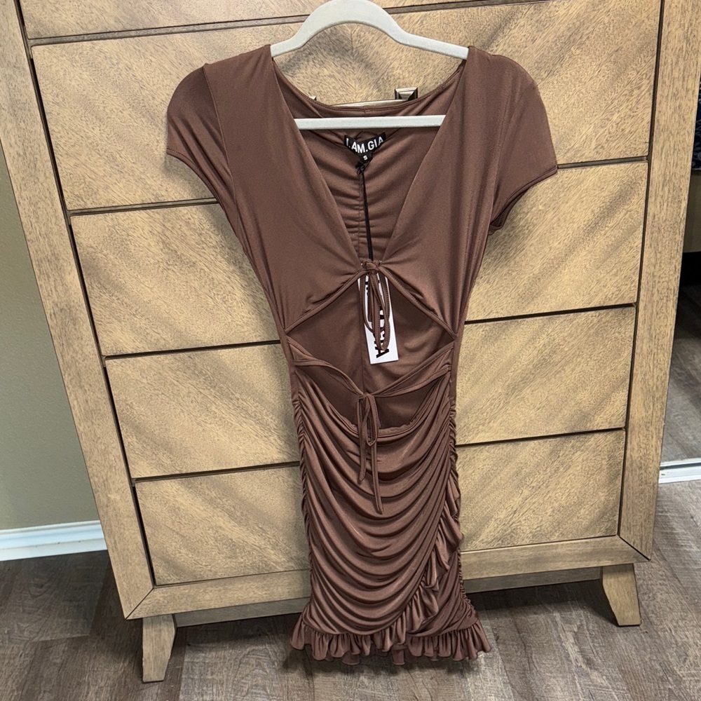 I.AM.GIA Brown Ruched Dress